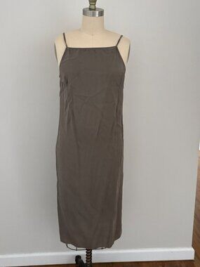 Transit Par-Such Italy Brown Grey Minimalist Lagenlook Midi Dress Sz 1 (XS/S)